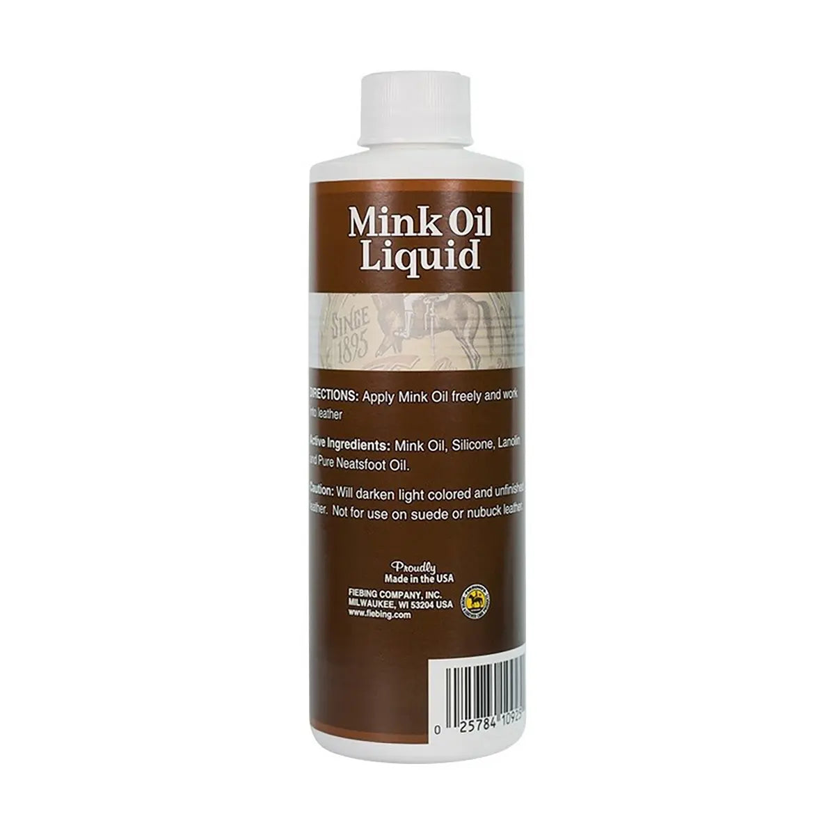 Fiebings Mink Oil Liquid 8 Ounce Bottle.