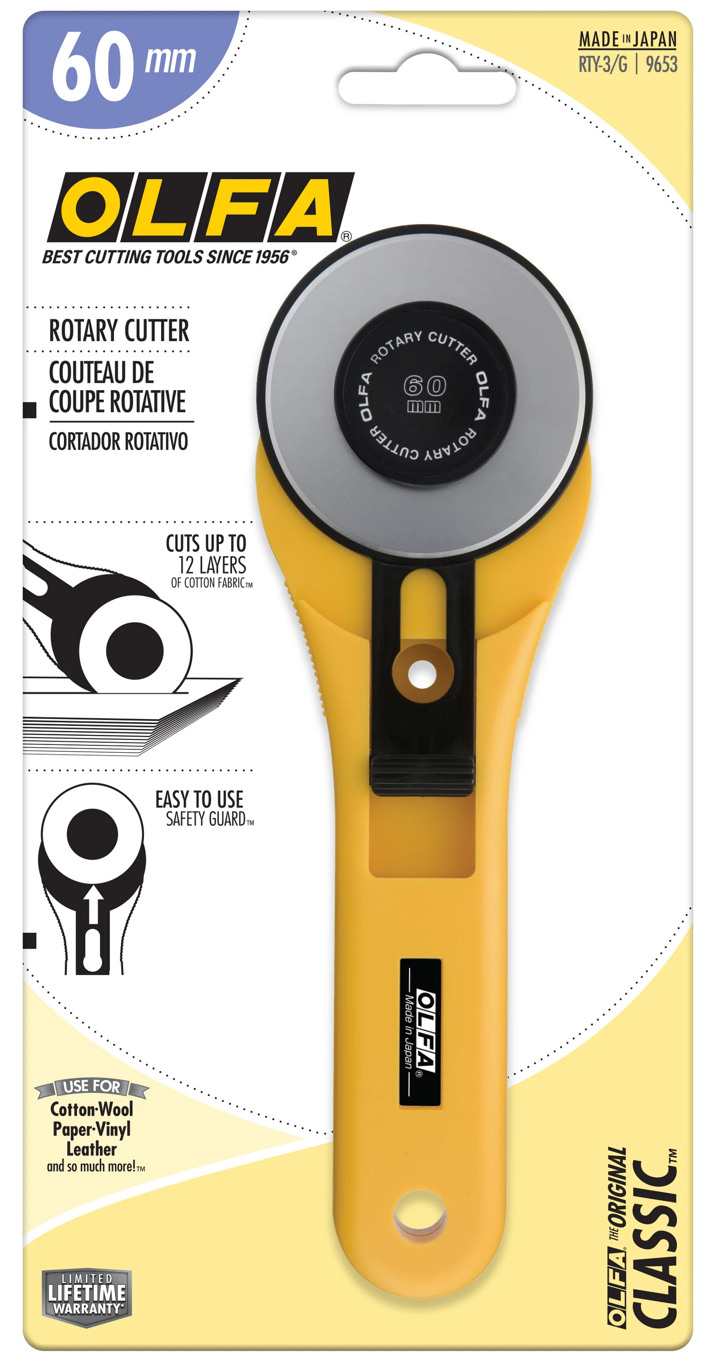 Olfa 60mm Rotary Straight Handle Cutter.