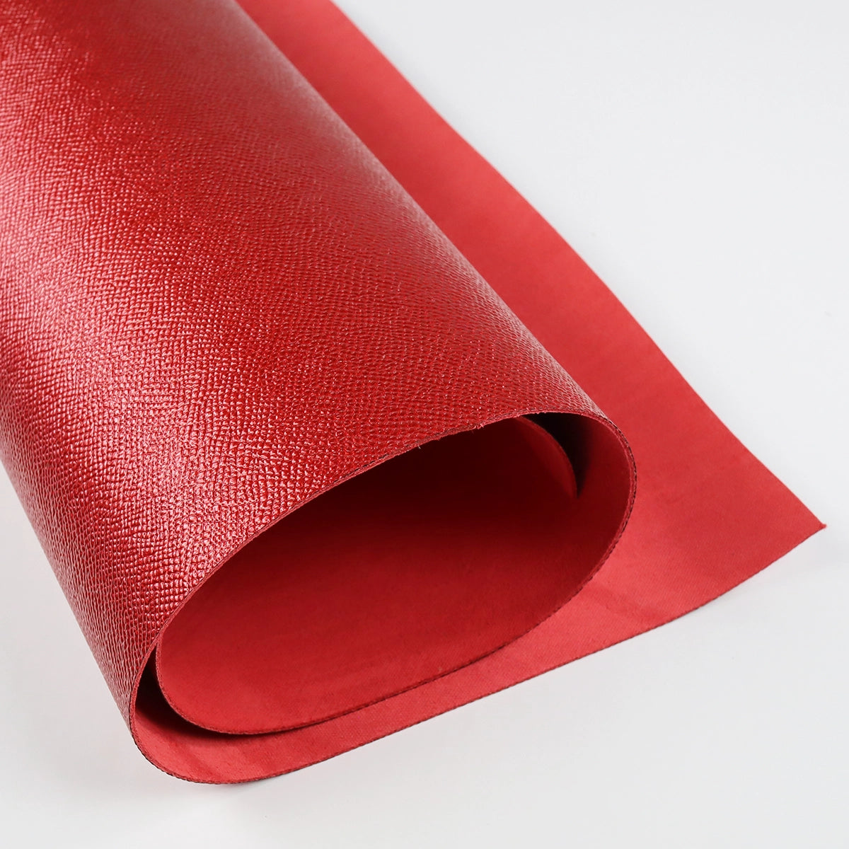 Red Saffiano Style Upholstery Leather Pieces.