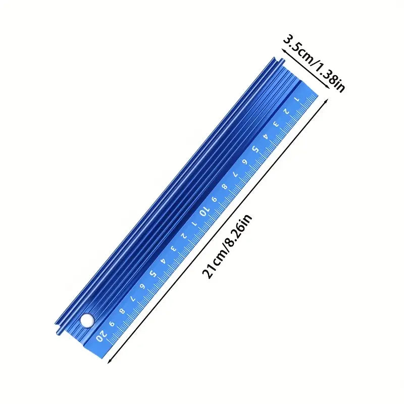 Blue Aluminum Metric Safety Ruler 20cm.