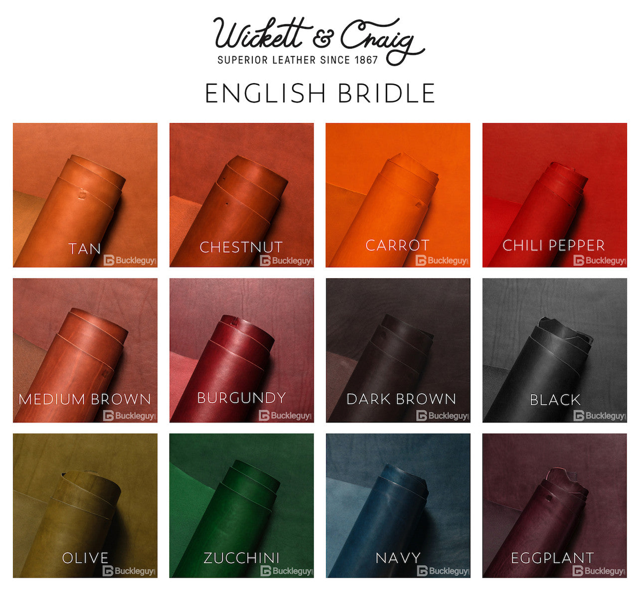 Medium Brown Wicket & Craig English Bridle Leather 2-3oz Panel.