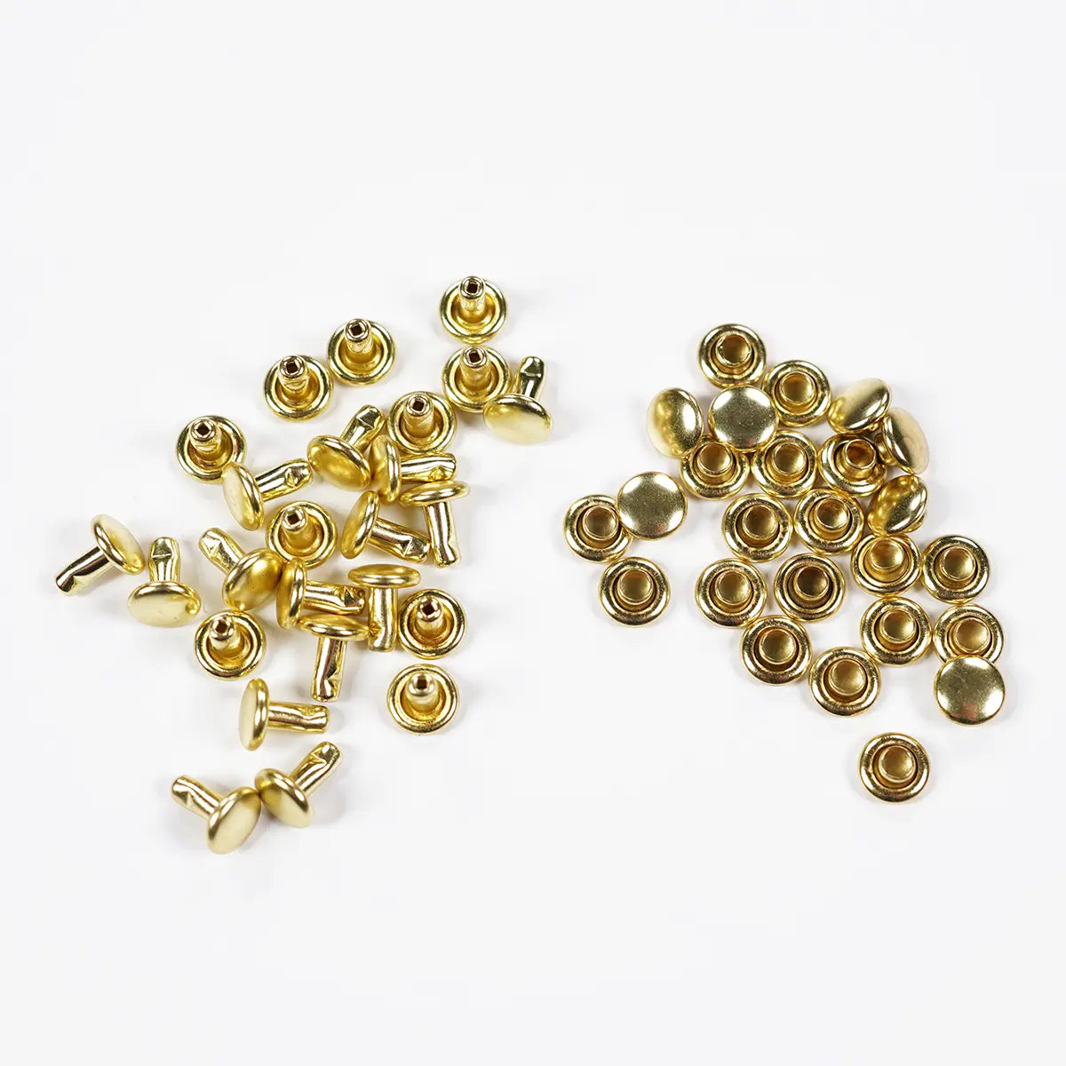 6mm x 6.4mm Solid Brass Double Cap Rivets 25 Pack