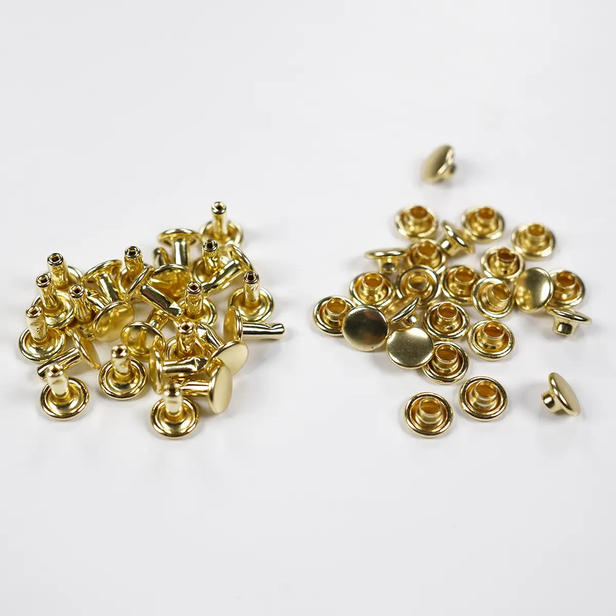 Solid Brass Double Cap Rivets, 7mm x 7.9mm, 25 Pack.