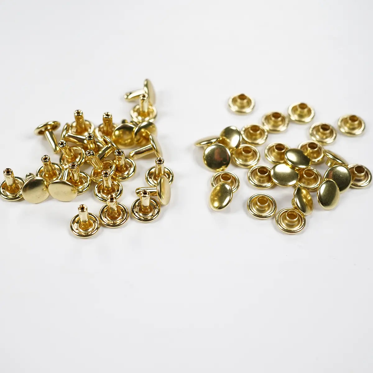 Solid Brass Double Cap Rivets, 9.2mm x 9.5mm, 25 Pack.