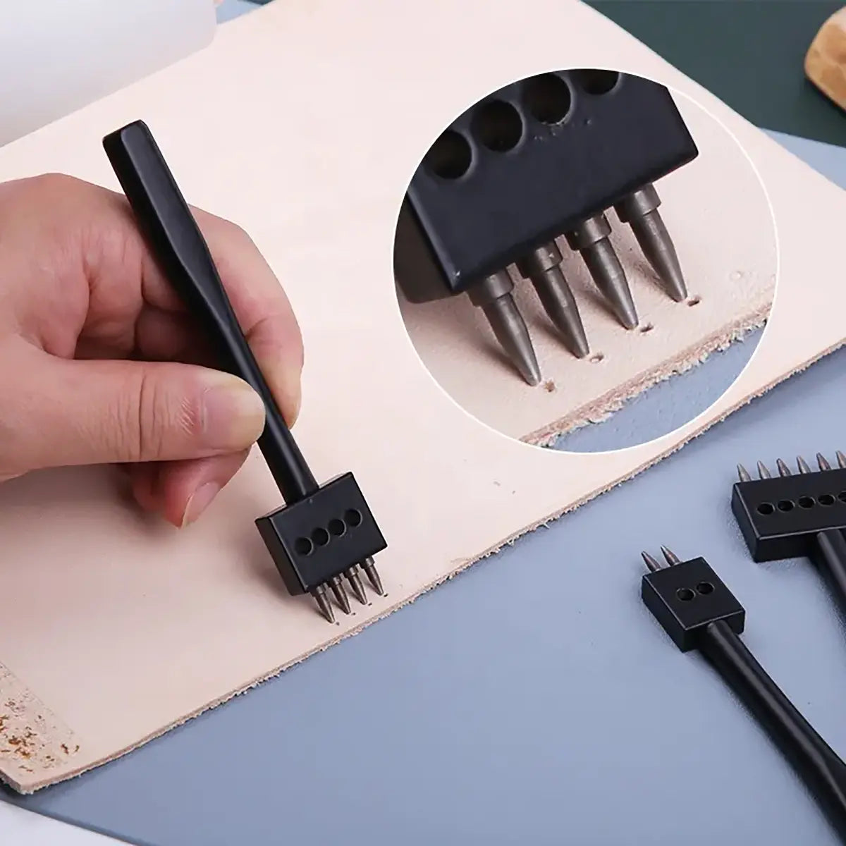 Leather Stitching Hole Punch Set, Black, 4mm or 5mm.