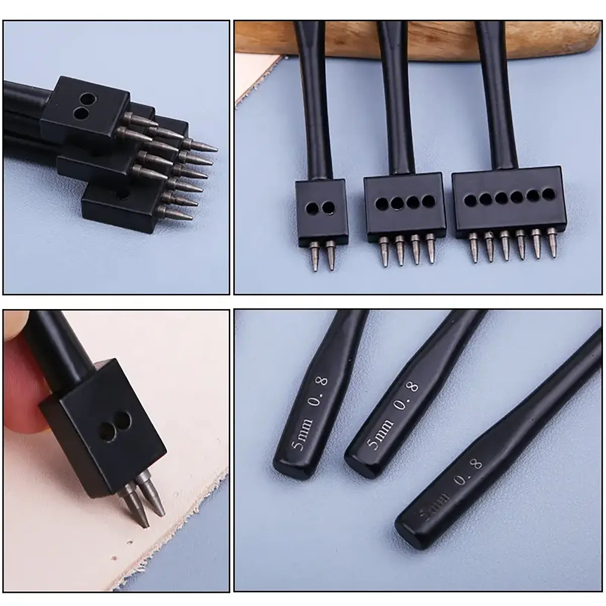 Leather Stitching Hole Punch Set, Black, 4mm or 5mm.