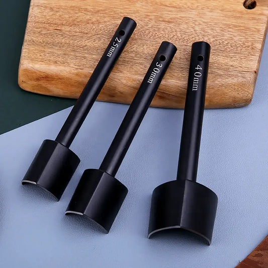 Black V-Shaped Leather Cutter 3 Piece Set, 25mm, 30mm, 40mm.