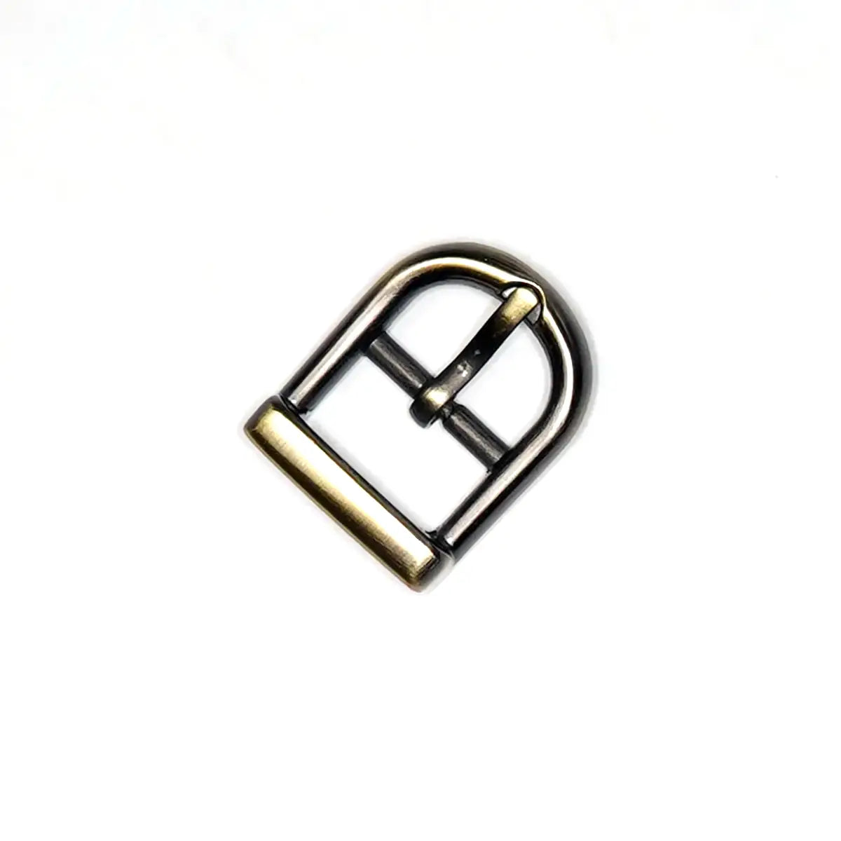 Antique Brass Center Bar D Buckle, 5/8 Inch.