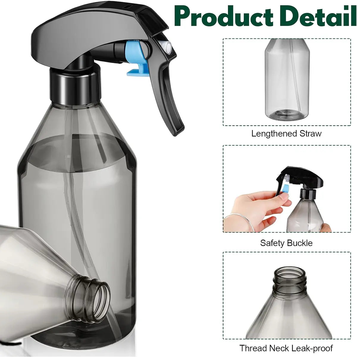 Fine Mist Spray Bottle 10oz, Grey or Green.