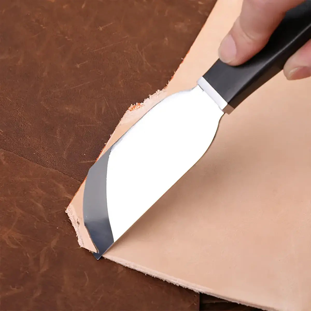Ebony Handle French Oblique Leather Skiving Knife V3.