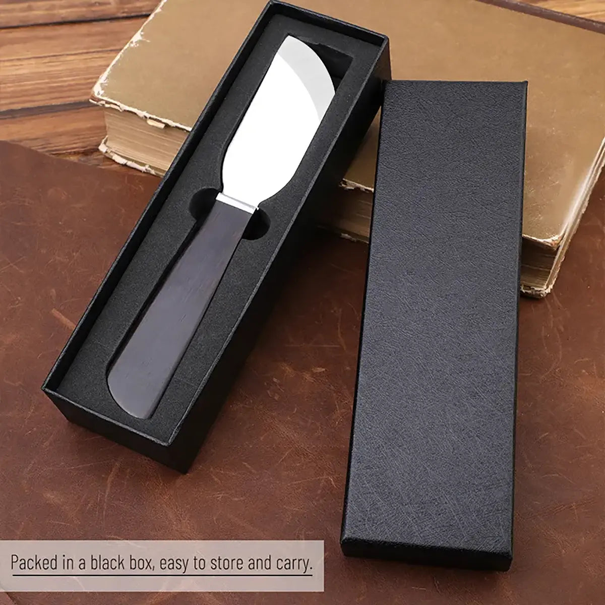Ebony Handle French Oblique Leather Skiving Knife V3.