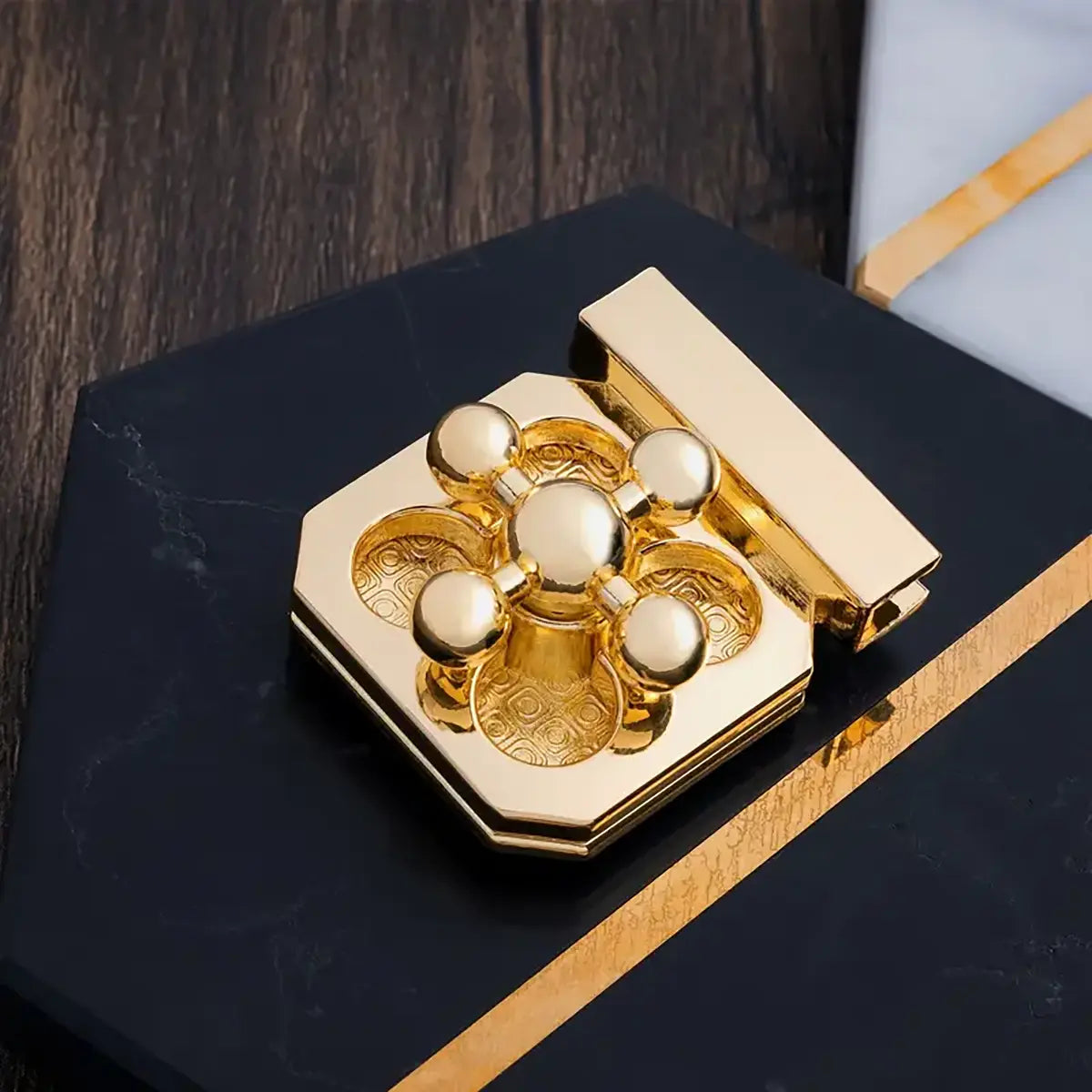 Gold Spindle Bag Clasp Lock.