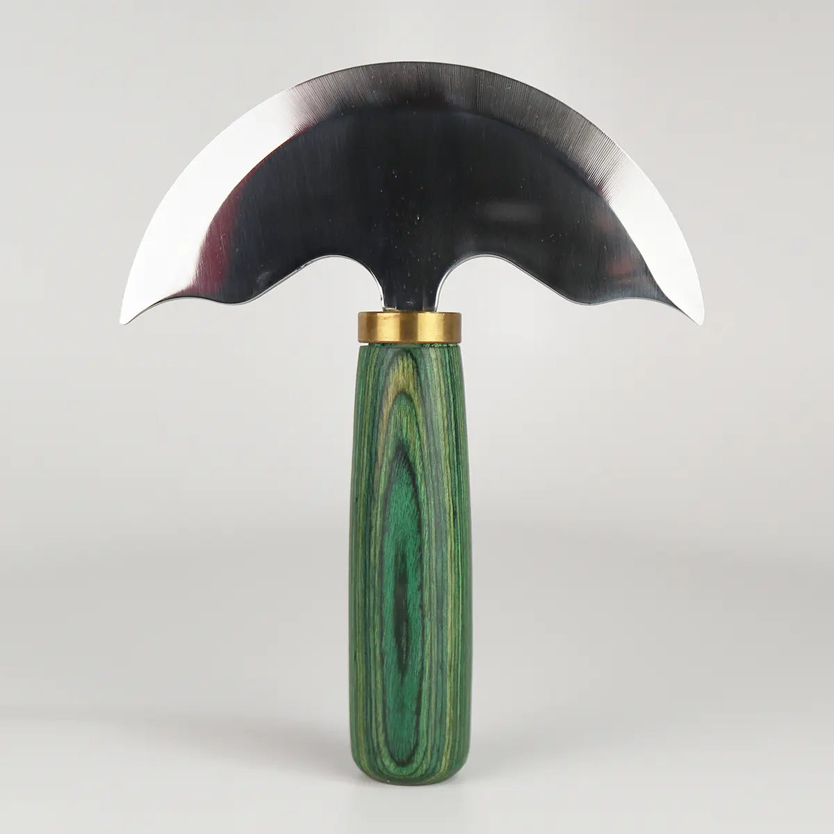 Green Handled Round Head Knife for Skiving Leather.