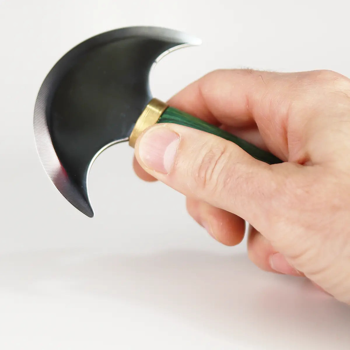 Green Handled Round Head Knife for Skiving Leather.