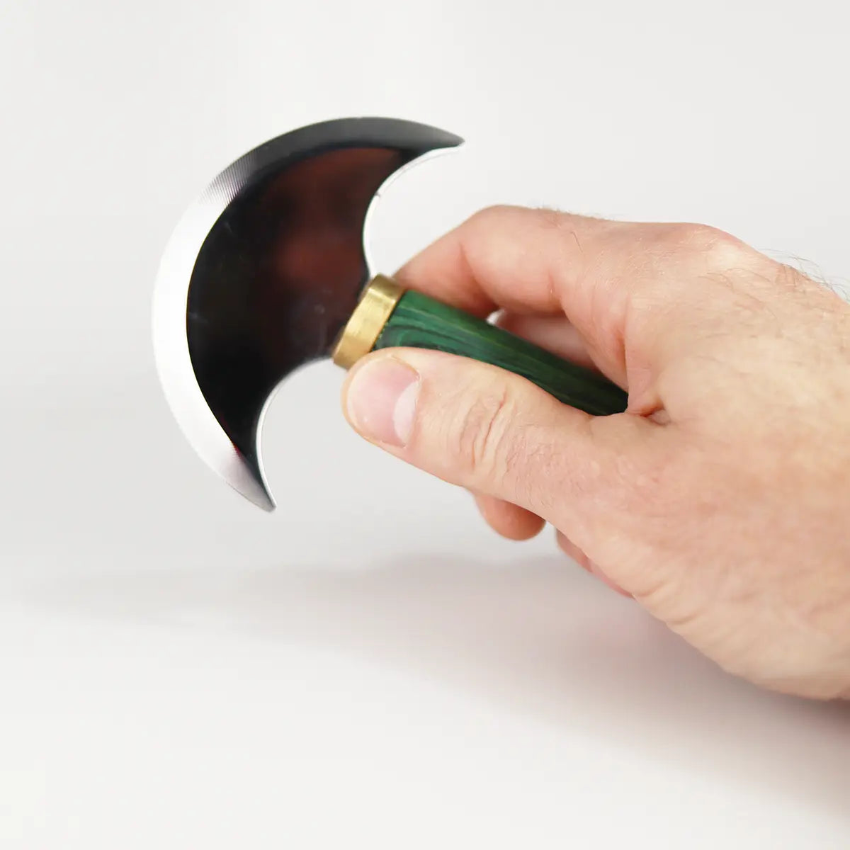 Green Handled Round Head Knife for Skiving Leather.