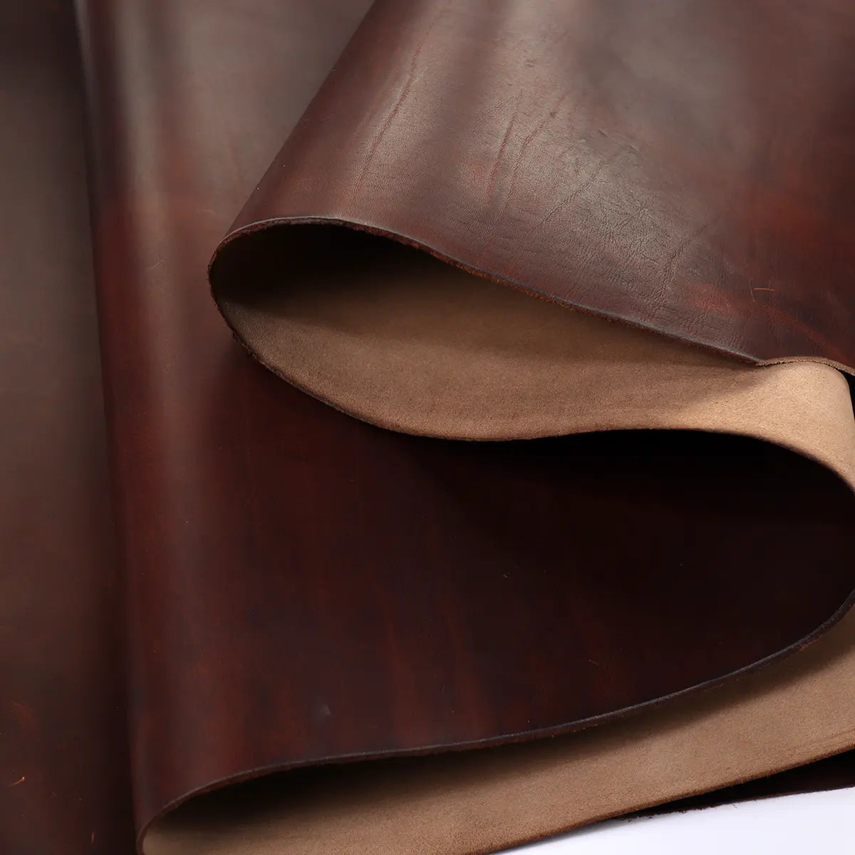 Harvest Saddle Leather, Chrome Tanned, 5-6 ounce, Dark Brown.