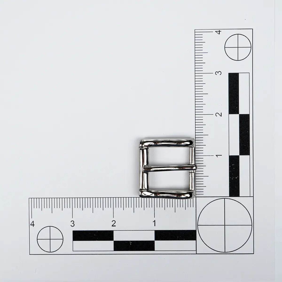 Rectangle Nickel Heel Bar Buckle, Size is 1 Inch.
