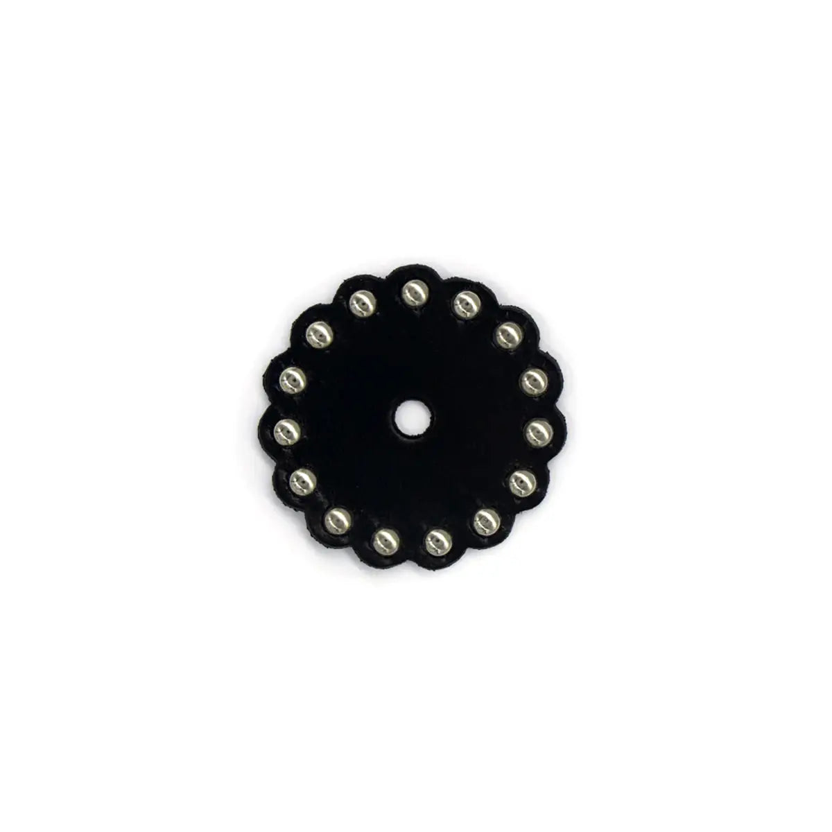 2 Inch Black Scalloped Leather Conchos.