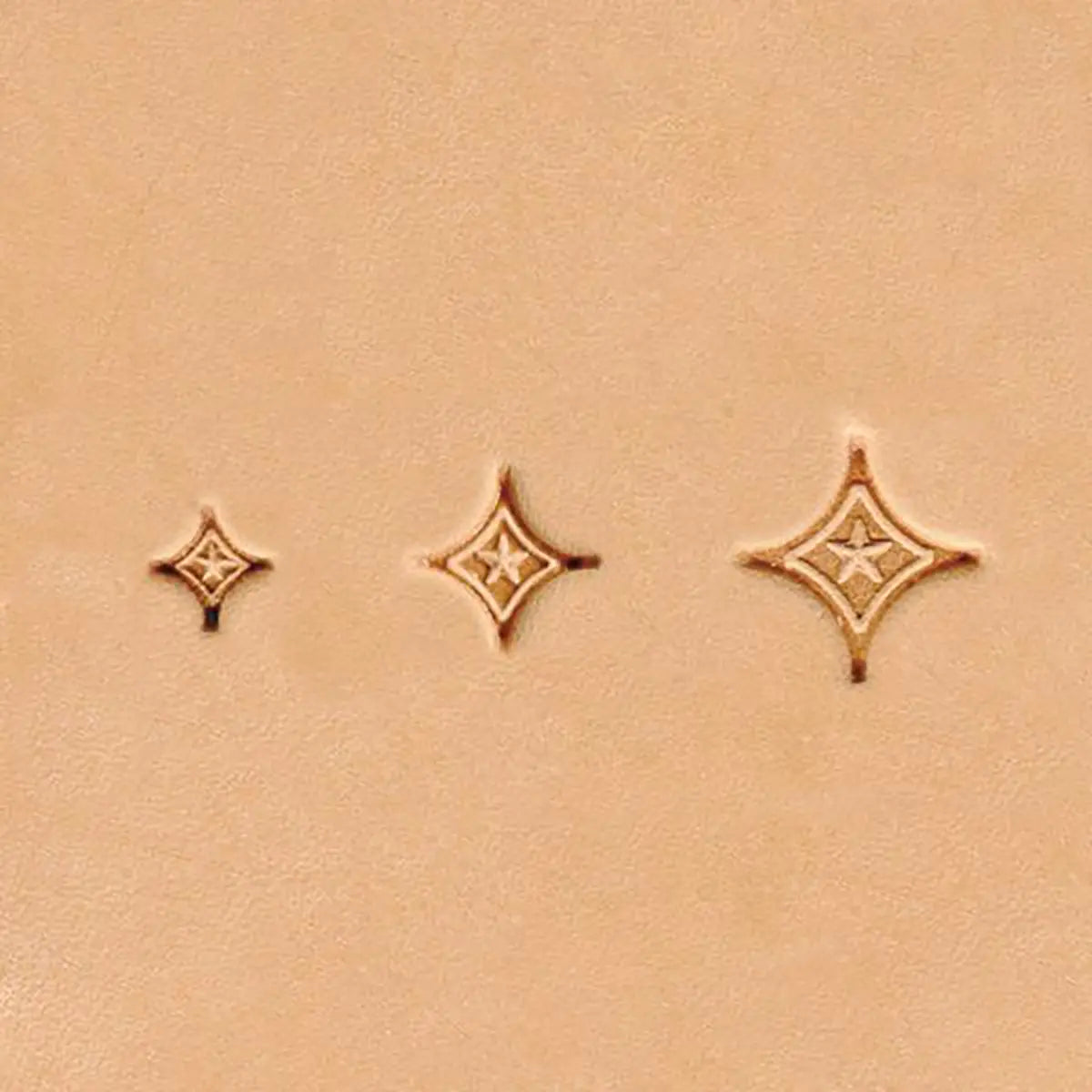 Geometric Diamond Star Stamp 3 Piece Set for Leather Carving.