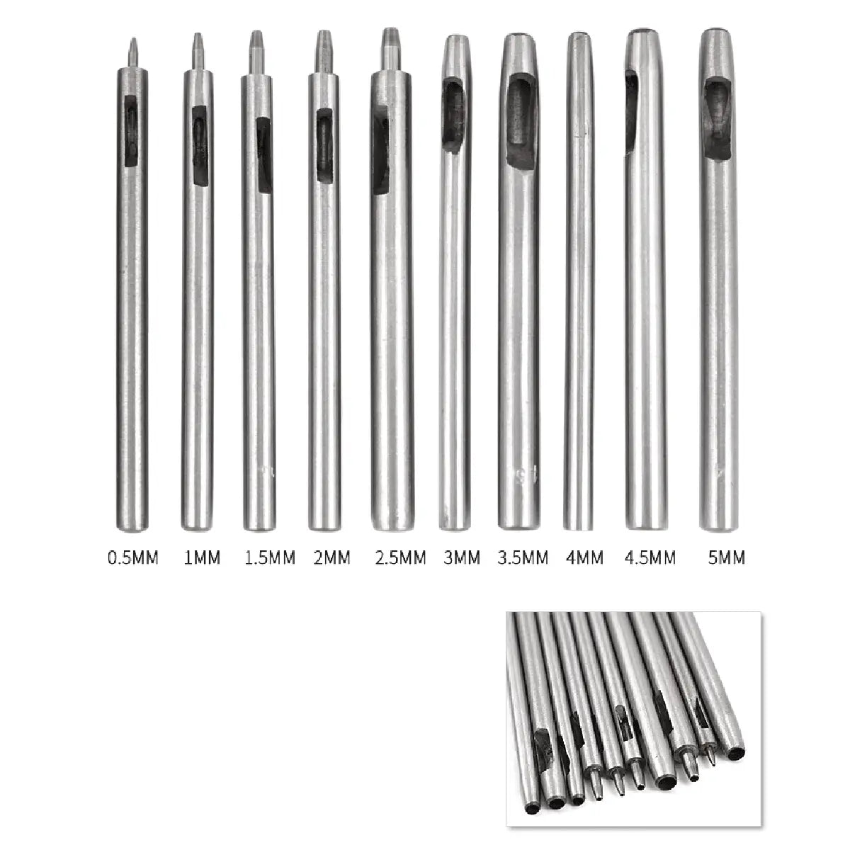 Leather Hole Punch 10 Piece Set for Leatherworking.