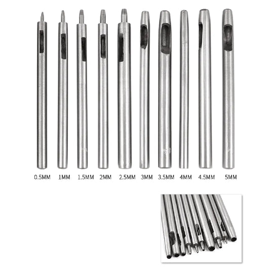 Leather Hole Punch 10 Piece Set for Leatherworking.