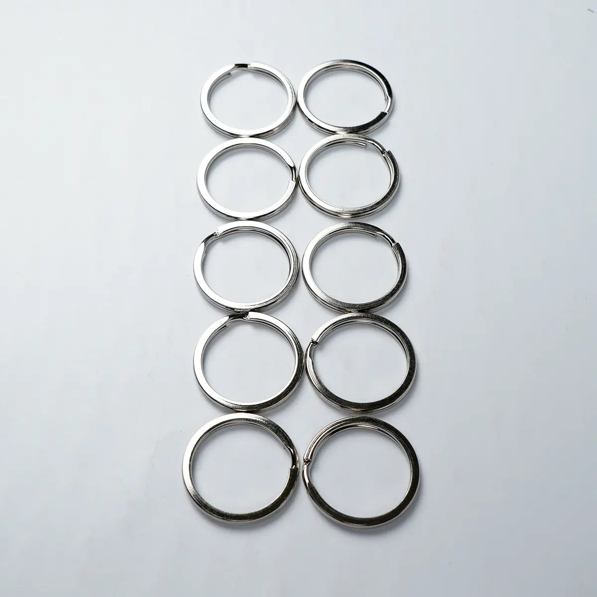 Nickel Flat Keyrings 1 Inch 10 Pack