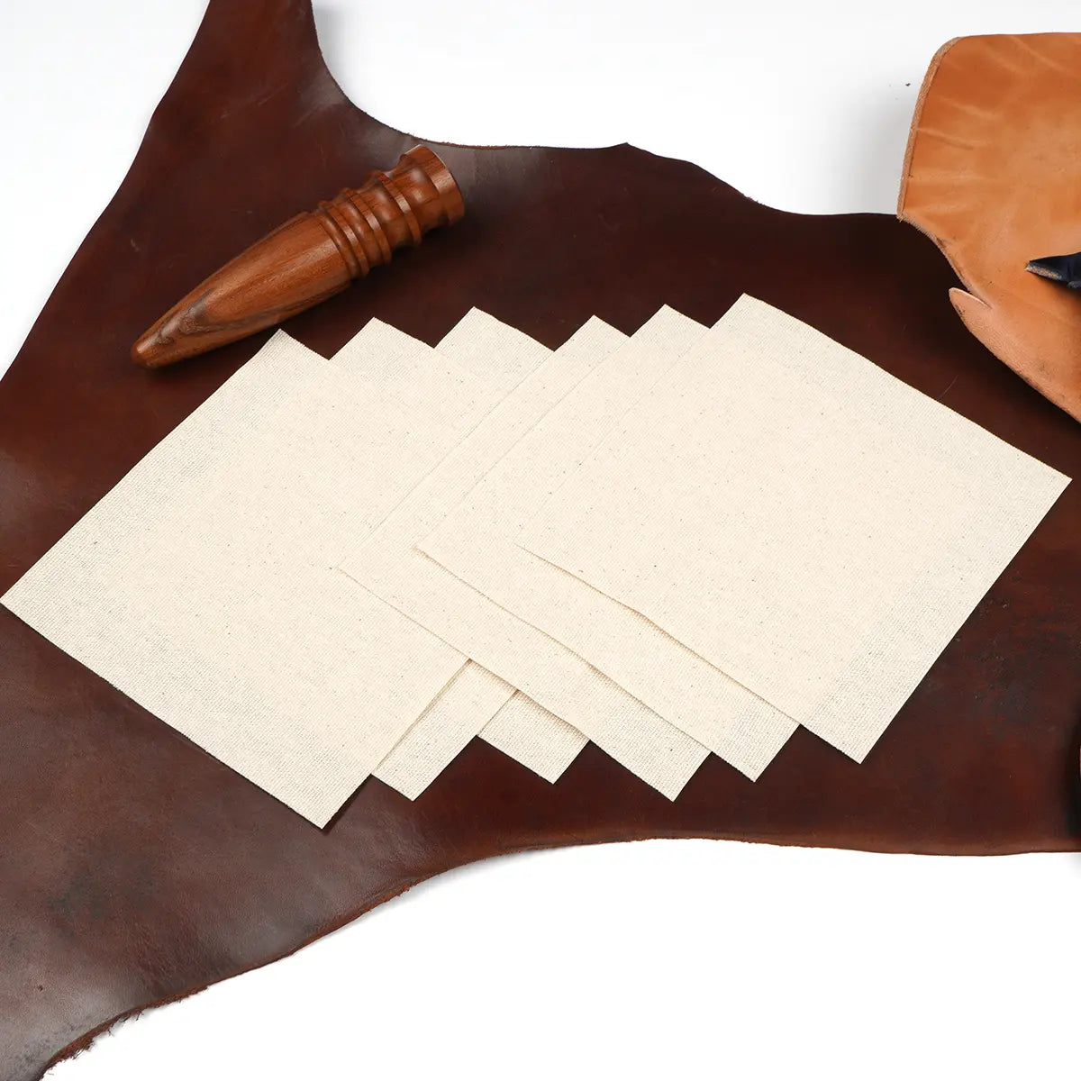 5 Inch Canvas Burnishing Cloth 6 Pack for Hand Burnishing and Leather Finishing.