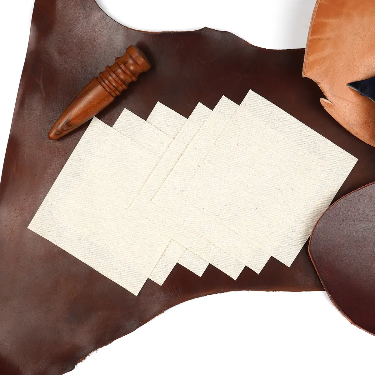 5 Inch Canvas Burnishing Cloth 6 Pack for Hand Burnishing and Leather Finishing.