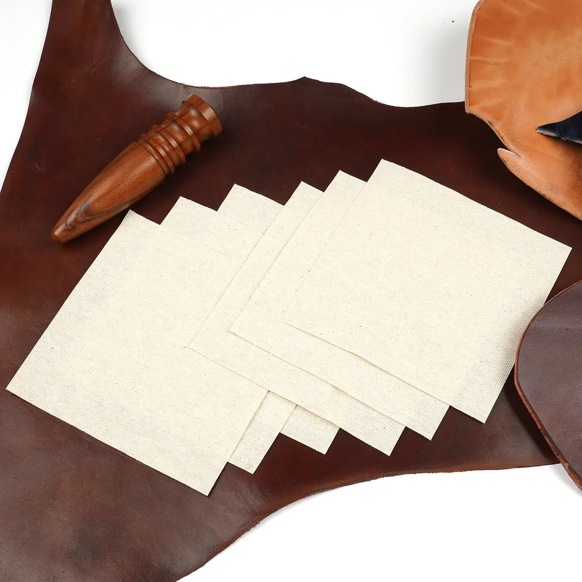 5 Inch Canvas Burnishing Cloth 6 Pack for Hand Burnishing and Leather Finishing.