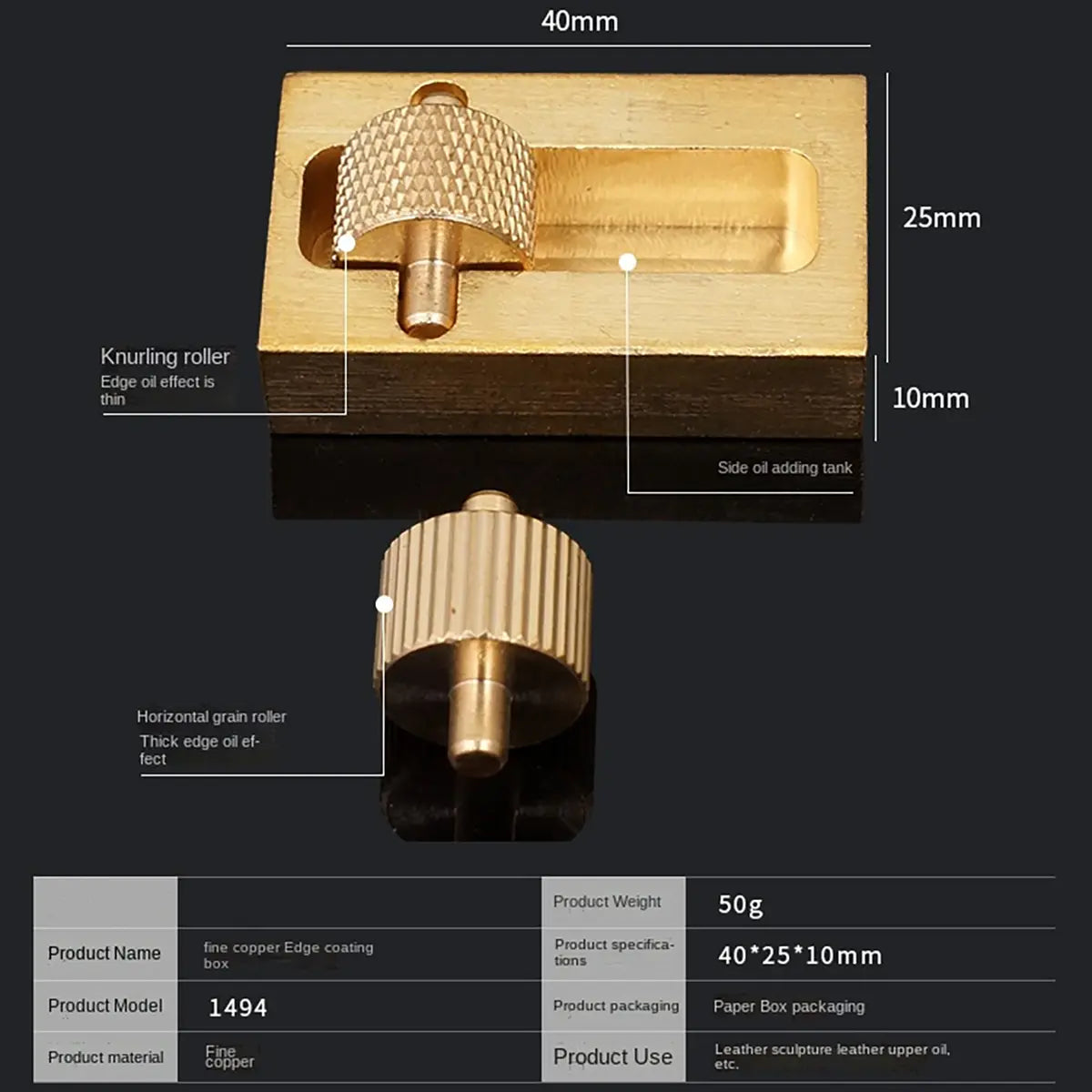 Brass Leather Edge Roller Box