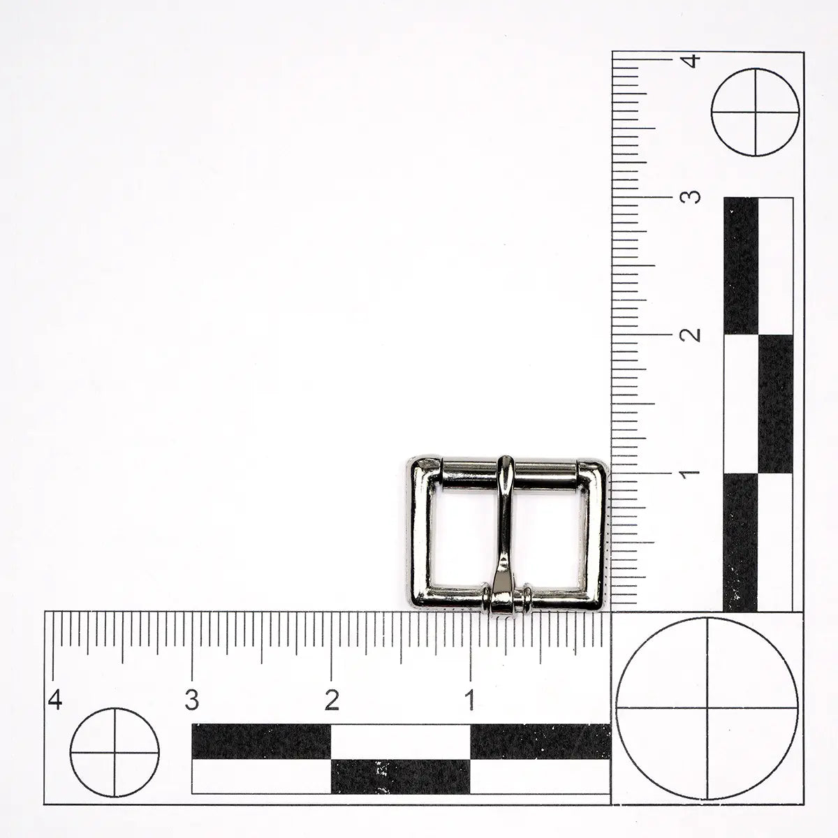 Nickel Heel Bar Roller Buckle, 1 Inch.