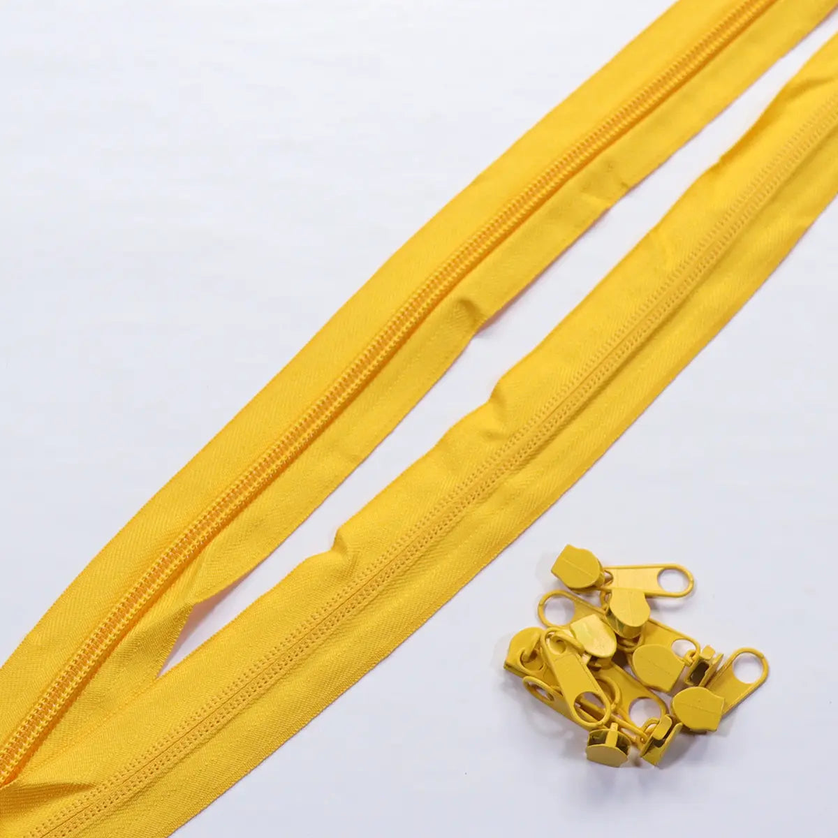 Nylon Coil No. 5 Zipper Sets, 10 Pulls, Yellow.