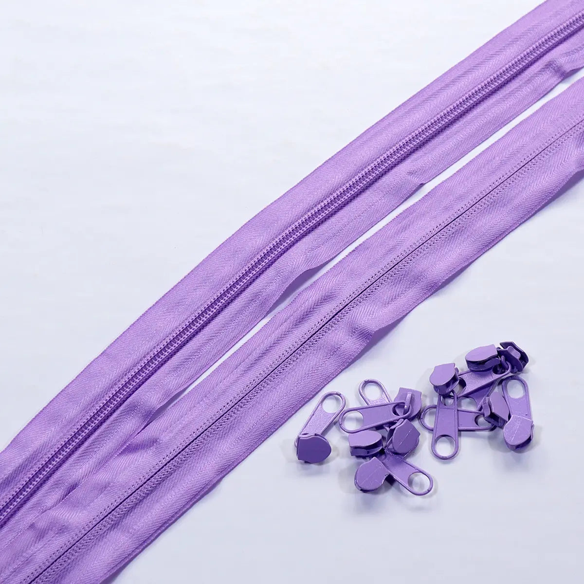 Nylon Coil No. 5 Zipper Sets, 10 Pulls, Purple.