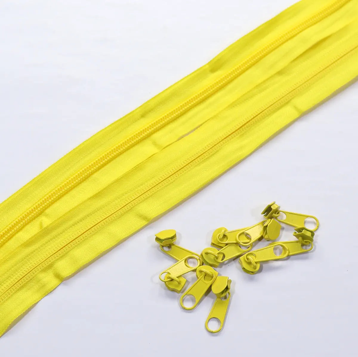 Nylon Coil No. 5 Zipper Sets, 10 Pulls, Yellow.