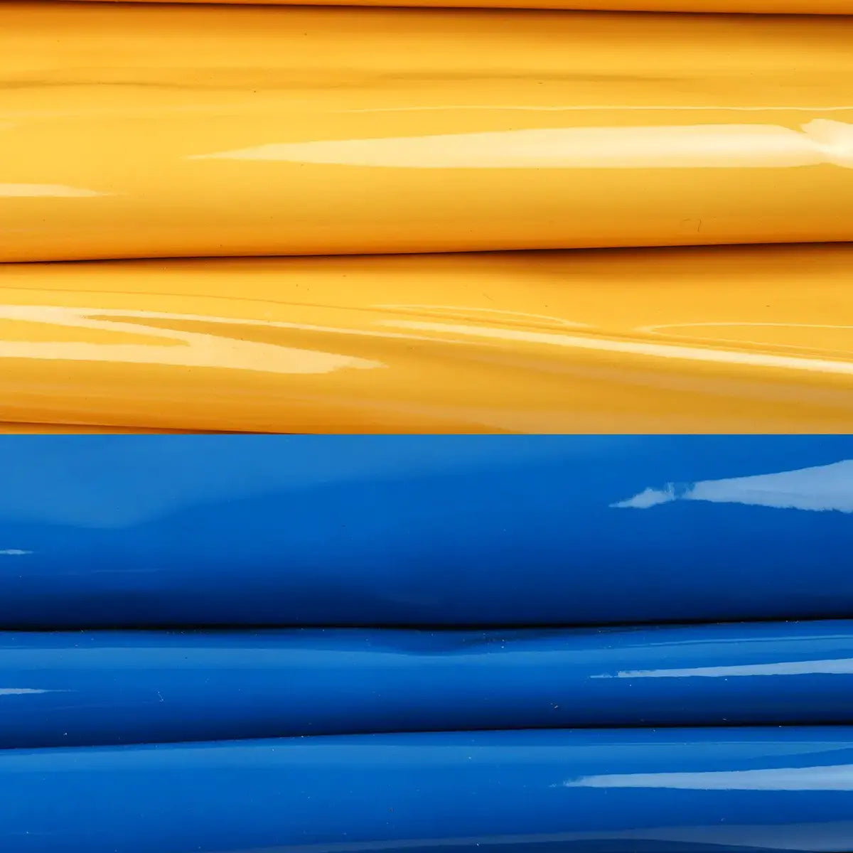 Yellow and Blue Patent Goatskin Hides 2-3oz.