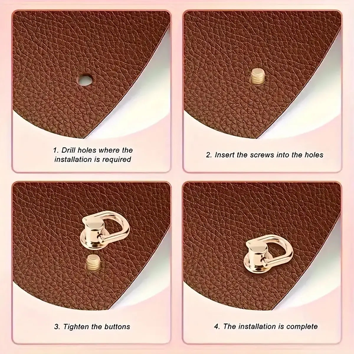 Purse Stud D-Ring 2 Pack