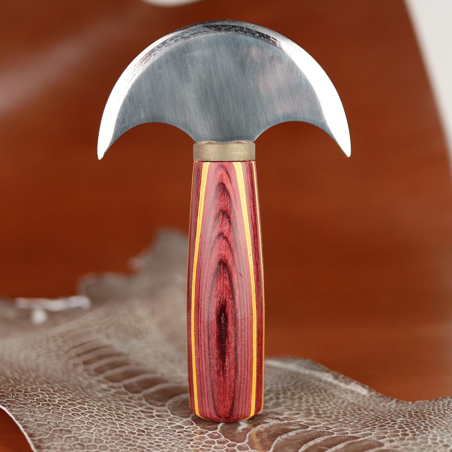 Red Handled Round Head Knife for Skiving Leather.