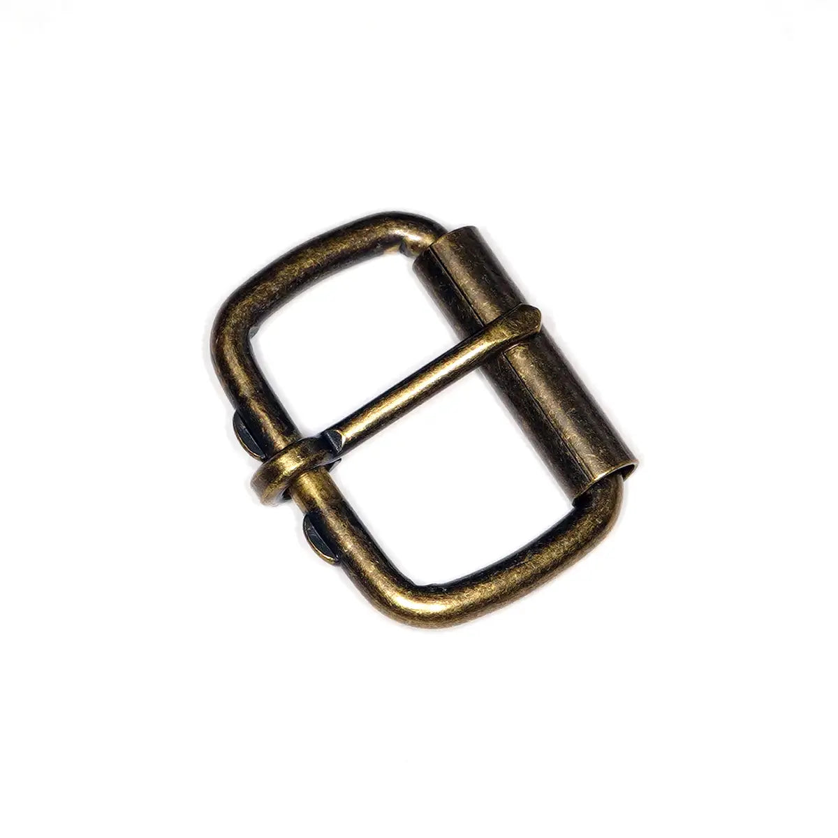 Antique Brass HB Roller Buckle 1.5 Inch – Solid brass heel bar buckle for leather belts and straps.