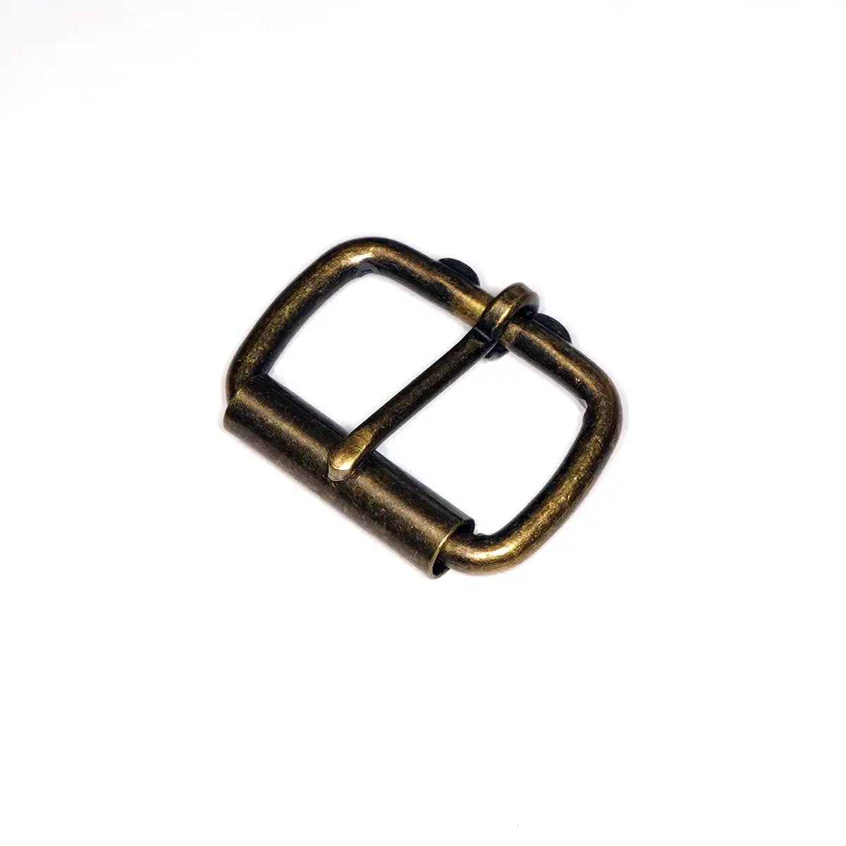 Antique Brass HB Roller Buckle 1.5 Inch – Solid brass heel bar buckle for leather belts and straps.