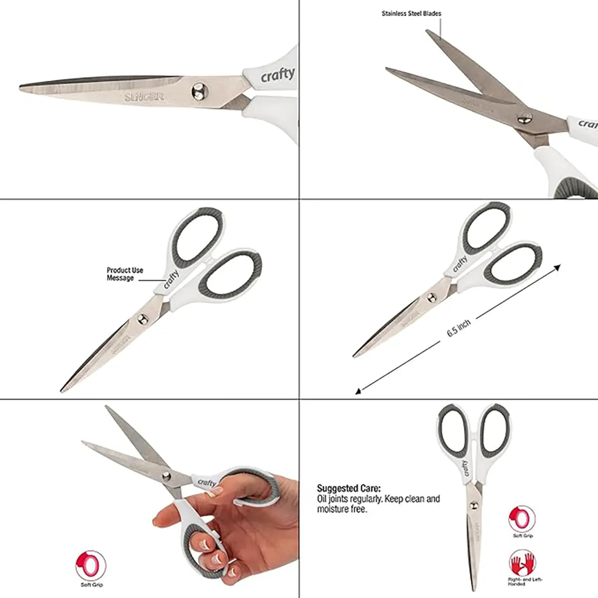 Singer 6.5 Inch Crafty Scissors with Comfort Grip.