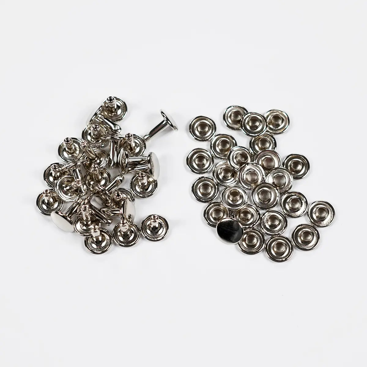 9mm x 9mm Nickel Double Cap Rivets 25 Pack