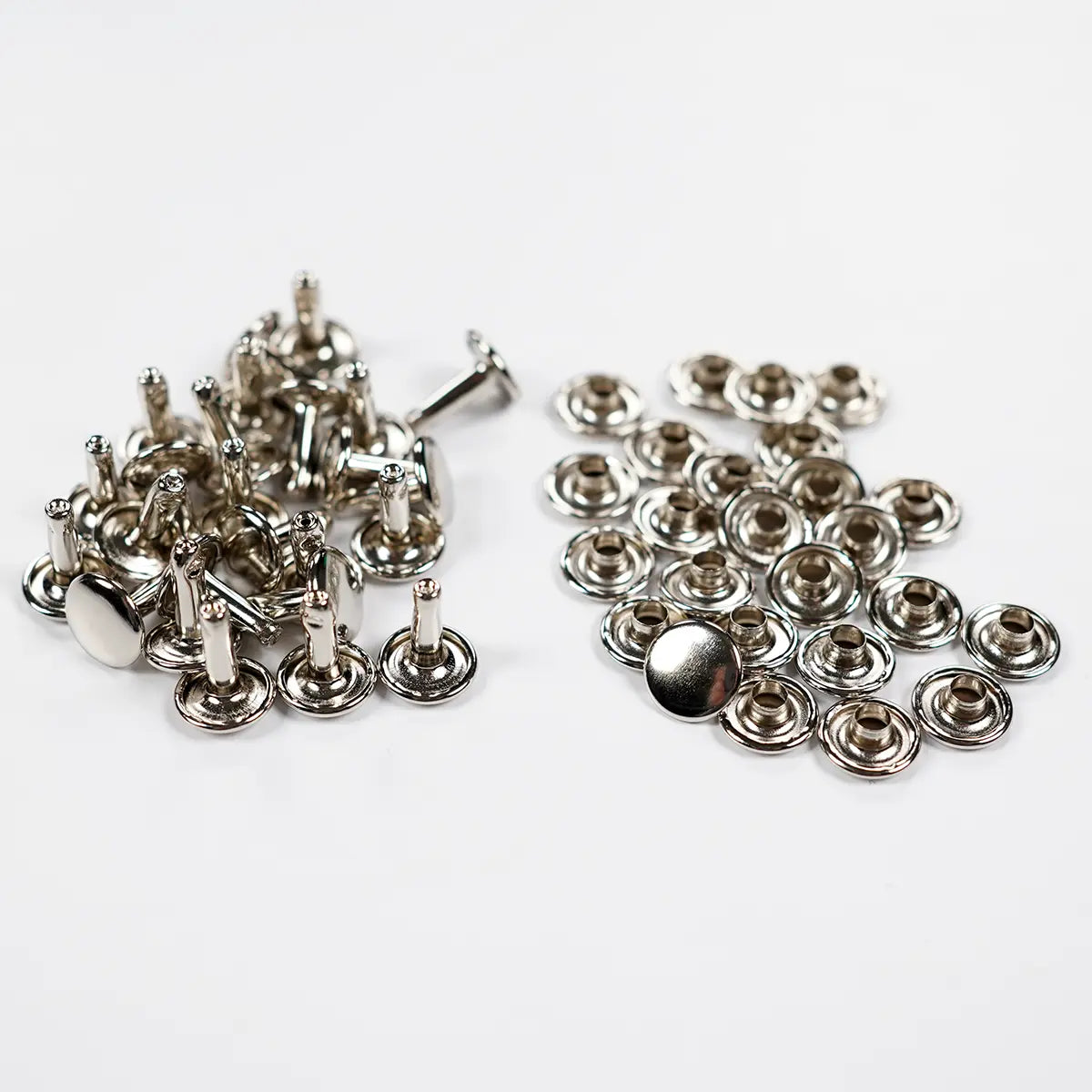 9mm x 9mm Nickel Double Cap Rivets 25 Pack