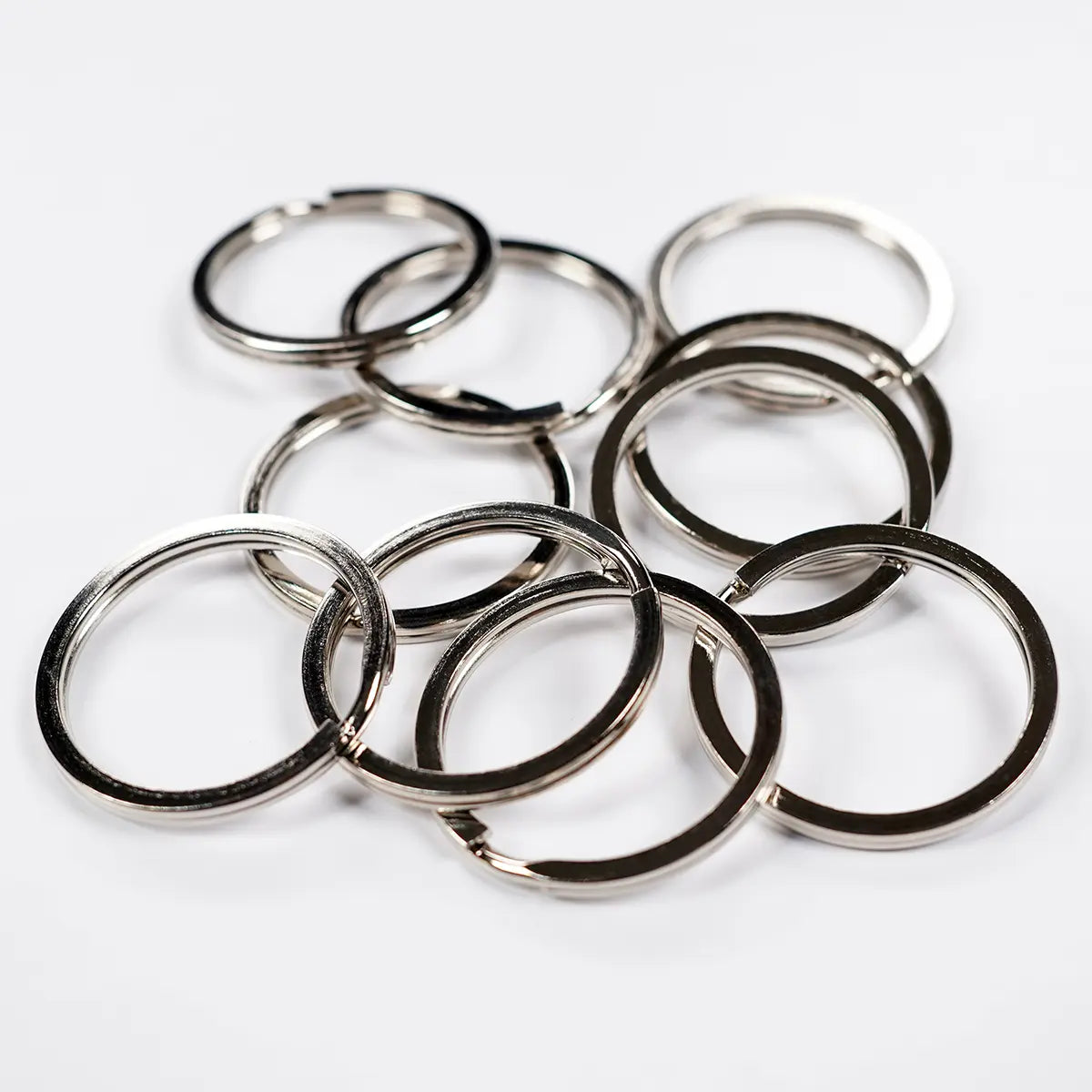 Millennial Essentials 30pcs Flat Key Rings Key Chain Metal Split Ring (Round 1.25 inch Diameter), for Home Car Keys Organization, Lead Free Nickel