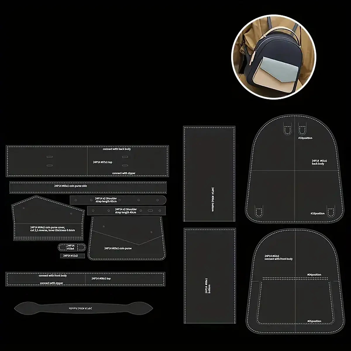 Small Backpack Acrylic Template