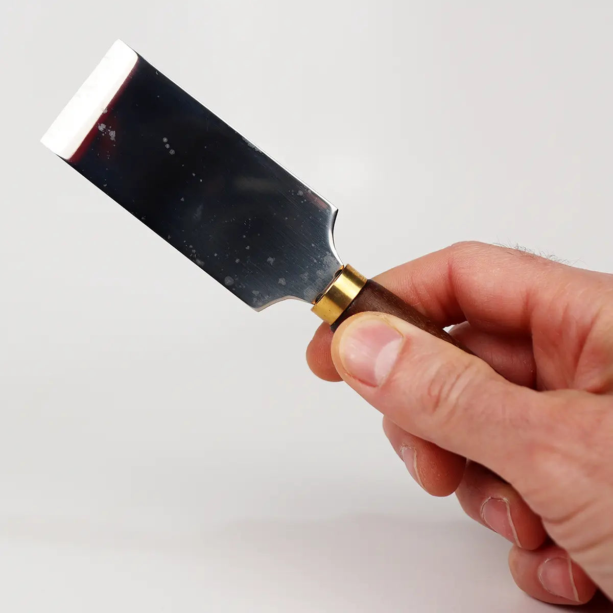 Straight Leather Skiving Knife V2 with Tan Handle.