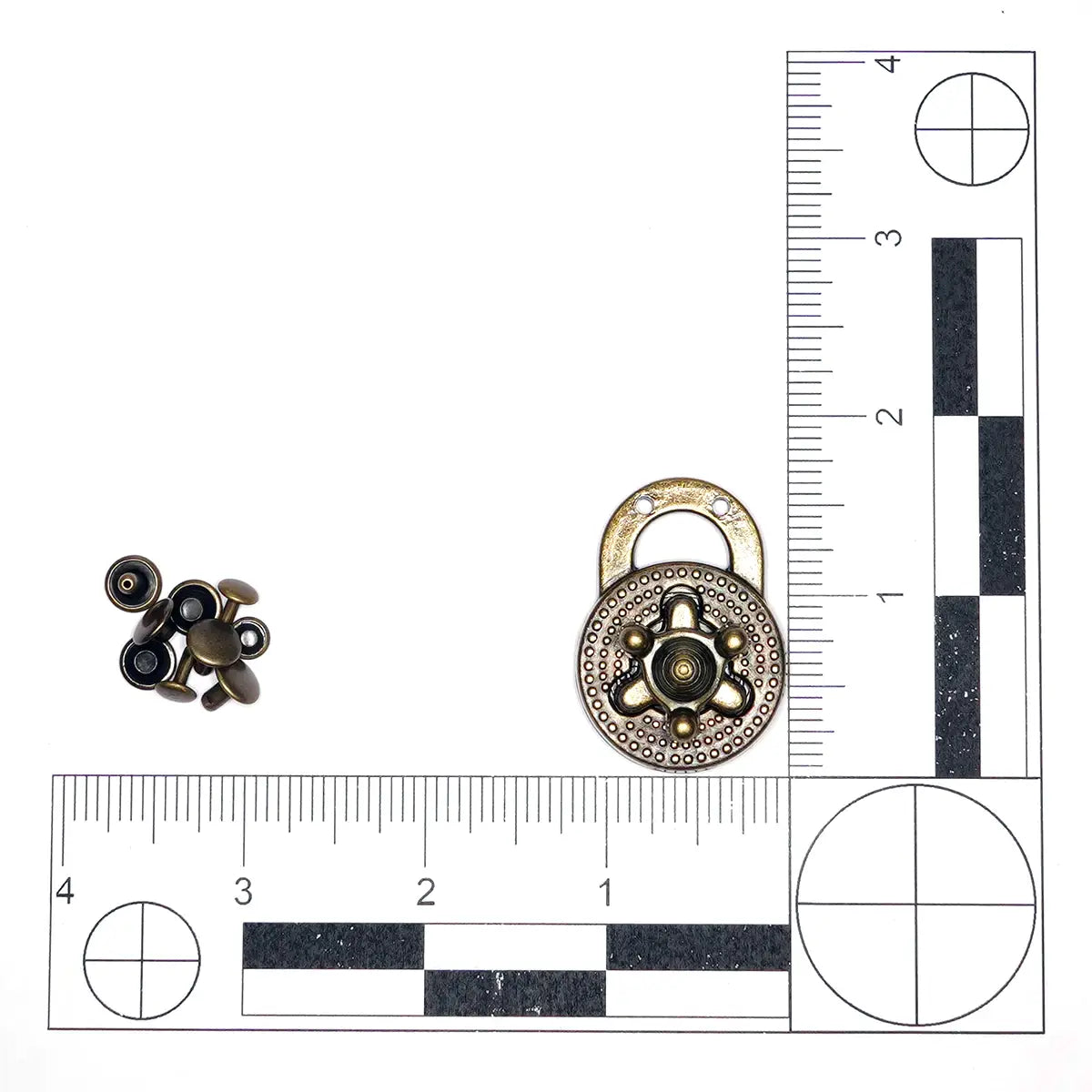 Antique Brass Turn Lock, 1 1/8 Inch Diameter.