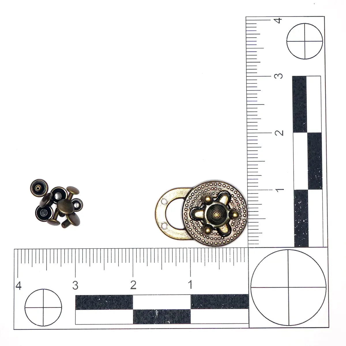 Antique Brass Turn Lock, 1 1/8 Inch Diameter.