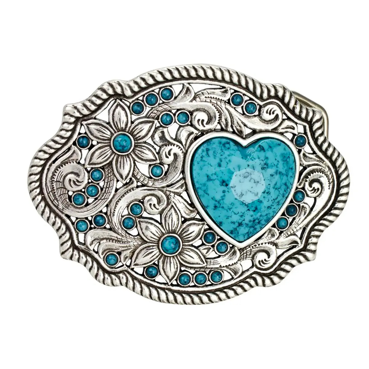 Turquoise Heart Trophy Buckle.