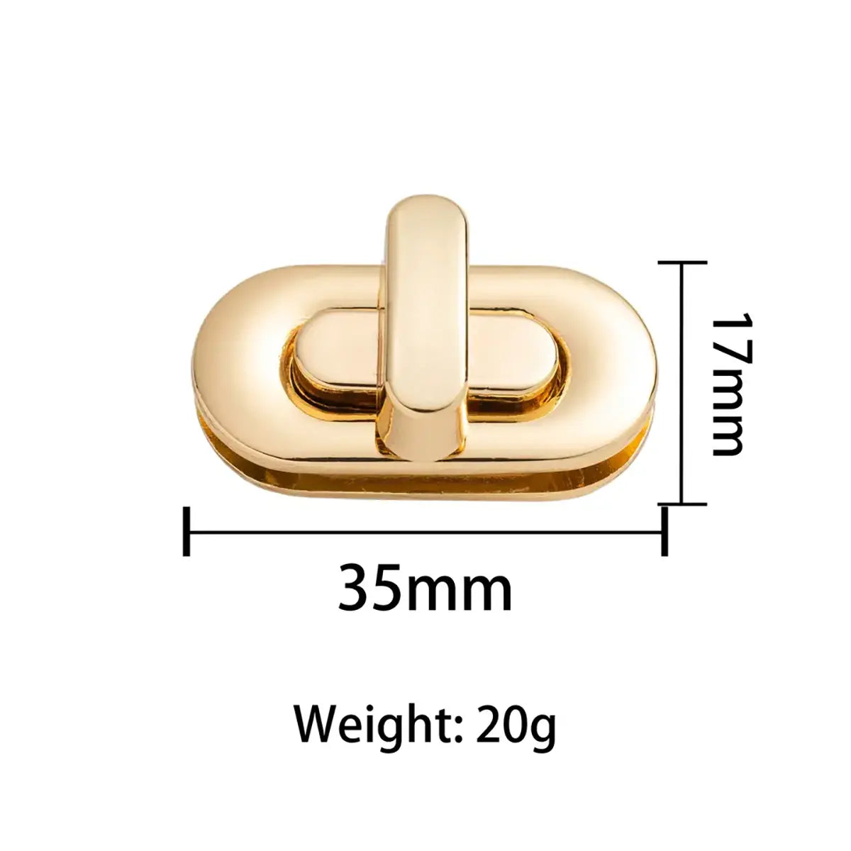 Oval Twist Lock Bag Hardware, Gold.