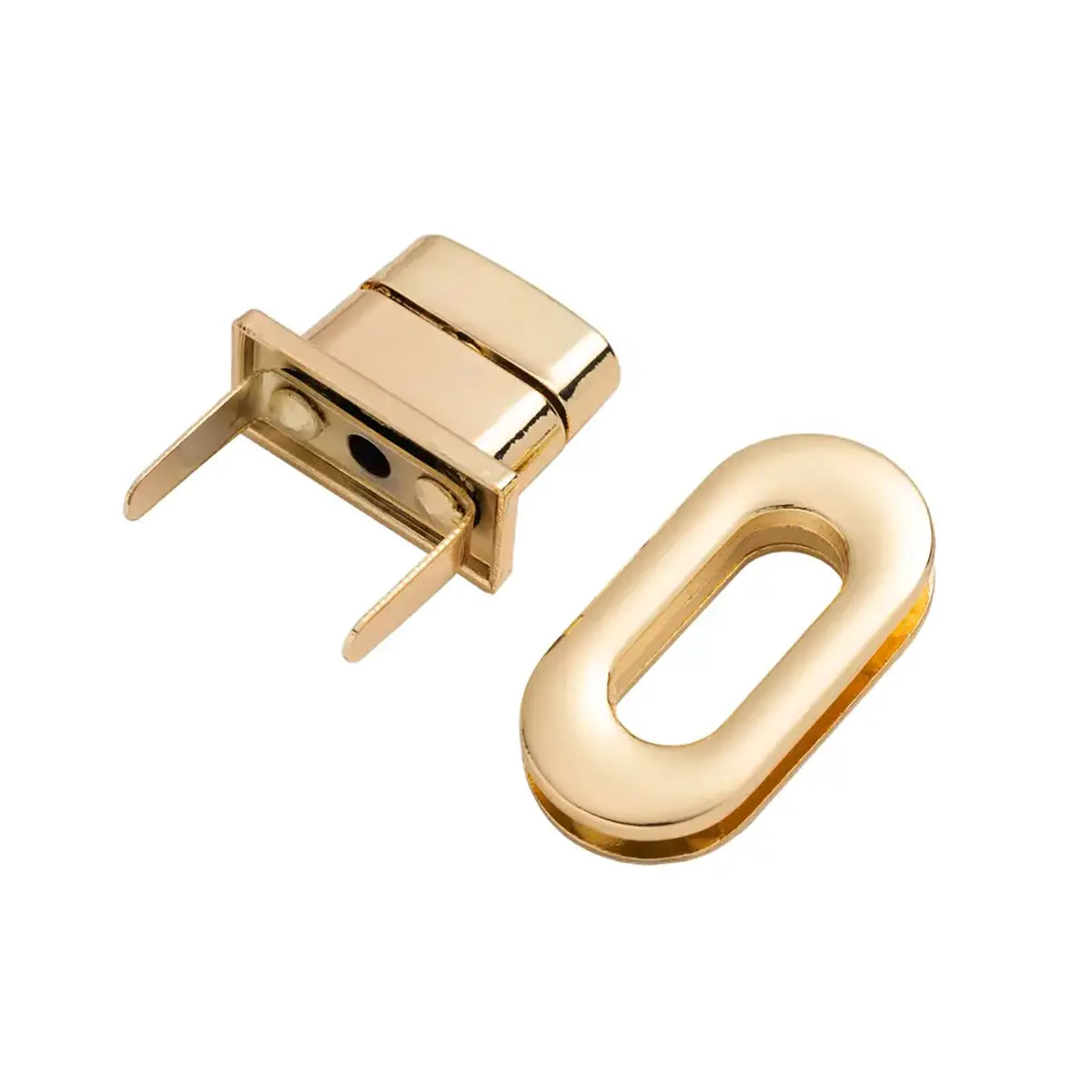 Oval Twist Lock Bag Hardware, Gold.